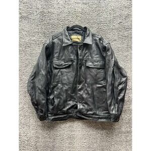 Vintage American Born Collection Leather Flight Bomber‎ Jacket Black Mens Size L